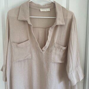 Simi Sue Linen Blend Blouse